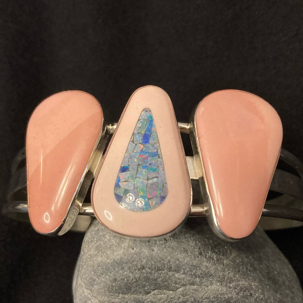 Jay King Pink Opal and Micro-Opal Cuff Bracelet